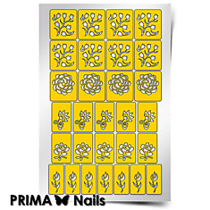 Трафарет для дизайна ногтей PRIMA Nails. Цветочный микс 1