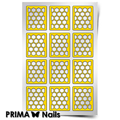 Трафарет для дизайна ногтей PRIMA Nails. Принт «Пчелиные соты»