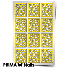 Трафарет для дизайна ногтей PRIMA Nails. Принт «Сердца 1»